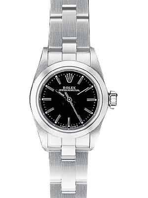 Rolex Oyster Perpetual Replica Watches SS Stainless Steel Black Dial Bar Hour markers V