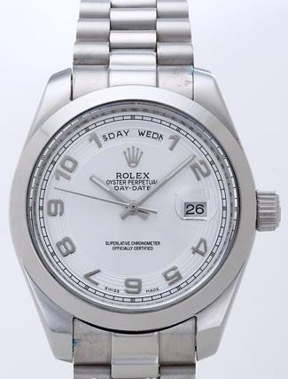 Rolex Day-Date II Replica Watches Silver Dial RX41148