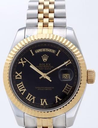 Rolex Day-Date II Replica Watches Black Dial RX41121