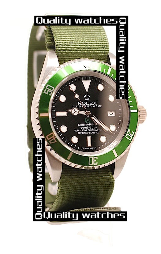 Rolex Submariner 50th Anniversary Edition Small Date window Green Nylon strap Automatic Replica Watch