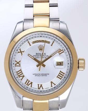 Rolex Day-Date II Replica Watches Silver Dial RX41134