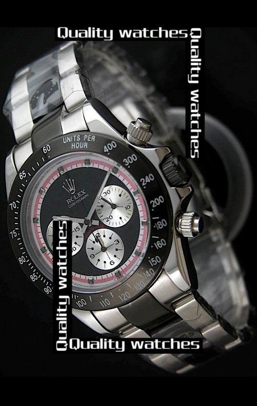 Swiss Rolex Cosmograph Daytona PVD Black dial Silver Sub-Dials  Automatic Replica Watch 