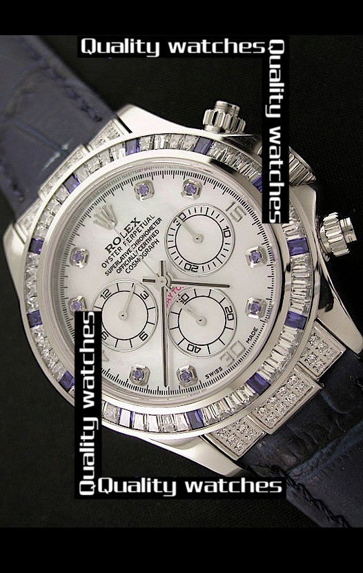 Swiss Rolex Cosmograph Daytona Diamonds Bezel and Time Markers Automatic Replica Watch 