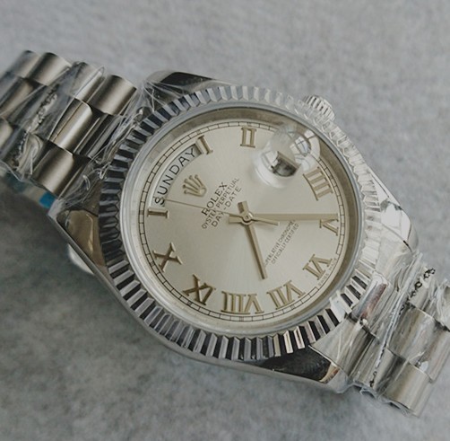 Rolex Day-Date II Swiss Automatic Watch Silver White Dial 41MM (High End)     