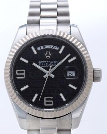 Rolex Day-Date II Replica Watches Black Dial RX41145