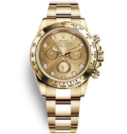 Rolex Cosmograph Daytona 18K Gold Golden dial Diamond time markers Automatic Replica Watch 