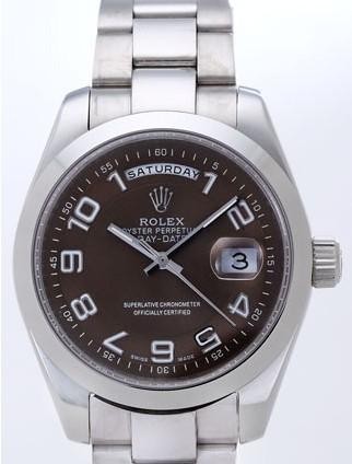 Rolex Day-Date II Replica Watches Brown Dial RX41168