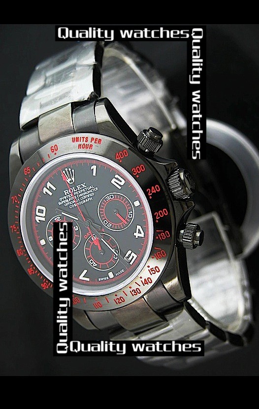 Swiss Rolex Cosmograph Daytona PVD coated Black Dial Silver Arabic  Automatic Replica Watch 