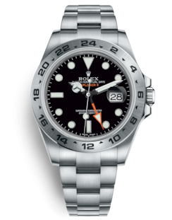 Swiss Replica Rolex Explorer II Black Dial Orange GMT Hand (Super Model)