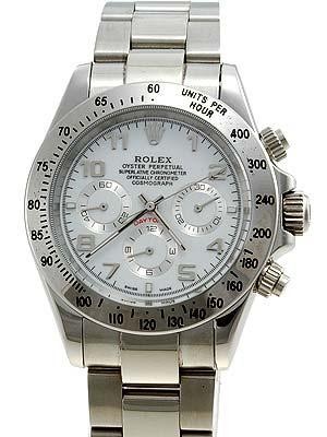 Rolex Daytona Replica Watches SS White dial arabic hour markers