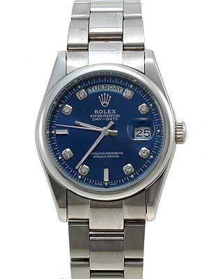 Rolex Oyster Day Date Replica Watches White Gold Blue dial diamond hour markers II RLLP05