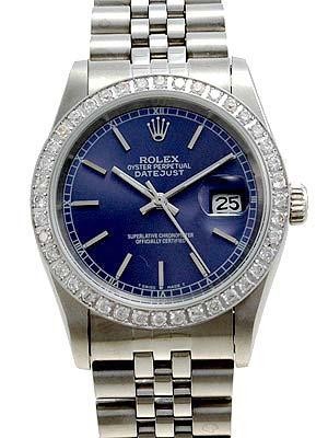 Rolex Datejust Replica Watches Jubilee SS Dark blue dial bar markers I