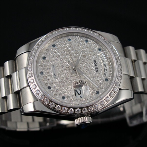 Swiss Rolex Day-Date Dense Diamonds dial and bezel Automatic Replica Watch 