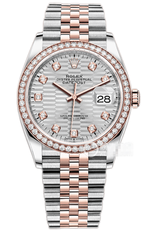 Rolex Datejust Watch Two Toned Rose Gold 126281RBR-0025 Silver Ripple (High End)