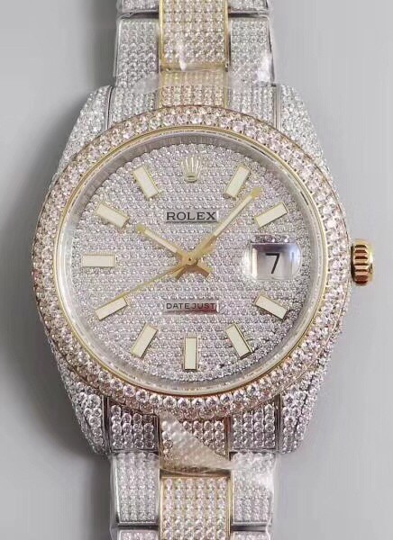 Rolex Datejust II Replica Swiss Watch Full Diamonds Yellow Gold