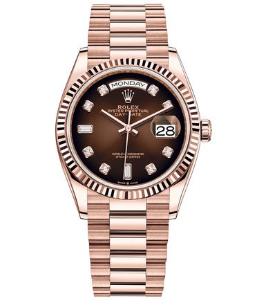 Rolex Day-Date Replica Swiss Watch 128235-0037 Chocolate Dial (High End)