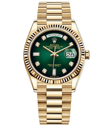Rolex Day-Date Replica Swiss Watch 128238-0069 Green Dial (High End)