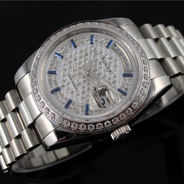 Rolex Day-Date Swiss Automatic Watch Full Diamonds Dial     