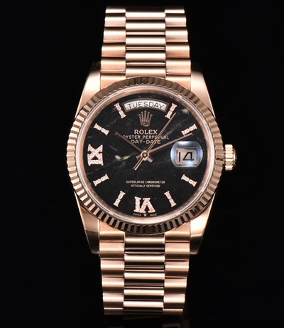 Rolex Day-Date II Swiss Watch Rose Gold 228345rbr-0016 Black Dial (High End)