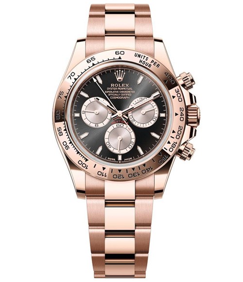 Rolex Daytona 2023 Replica Swiss Watch 126505-0001 Rose Gold Black Dial (High End)