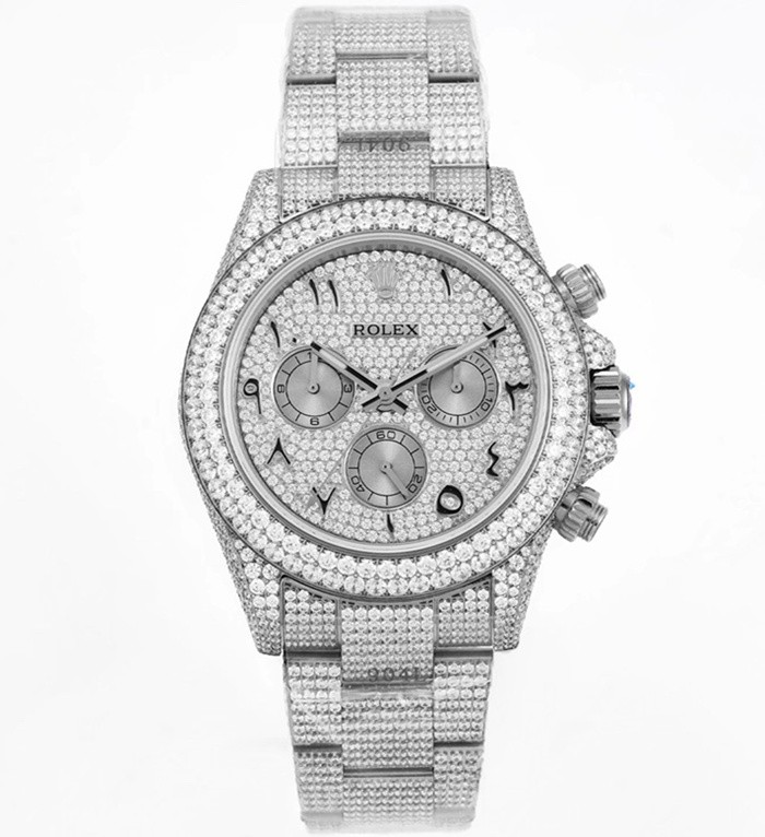 Rolex Daytona Replica Swiss Watch All Diamonds Paved (High End)