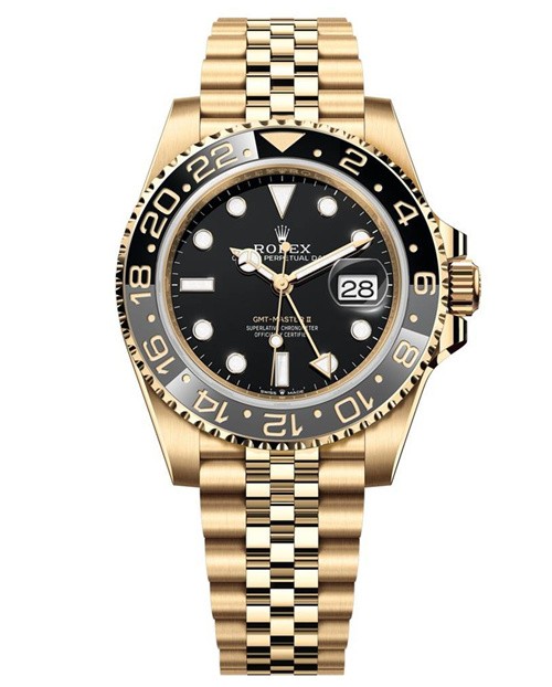 Rolex GMT-Master II Swiss Clone Watch 126718grnr-0001 All Gold Black Dial (Super Model) 