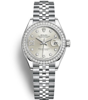 Rolex Lady-Datejust Replica Swiss Watch 279384RBR-0021 Silver Dial (High End)