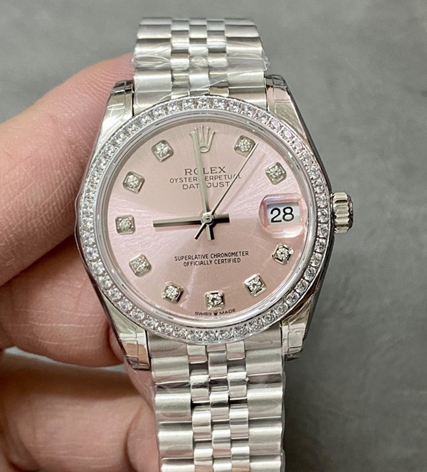 Rolex Lady-Datejust 31 Replica Swiss Watch Light Pink Dial (High End)