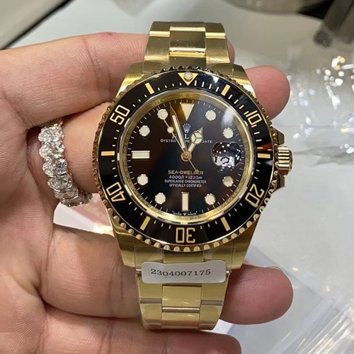 Rolex Sea-Dweller Swiss Clone Watch All Gold Black Dial (Super Model) 