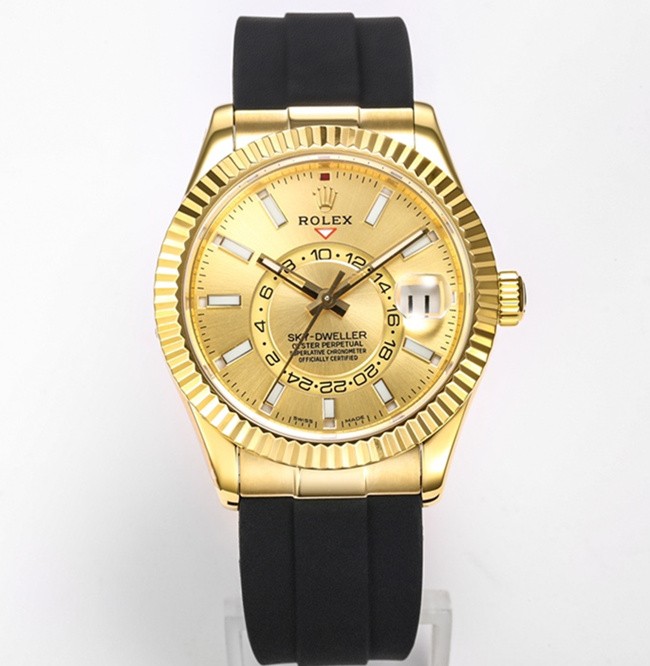 Rolex Sky-Dweller Replica Swiss Watch 326238-0007 Gold Dial (High End)