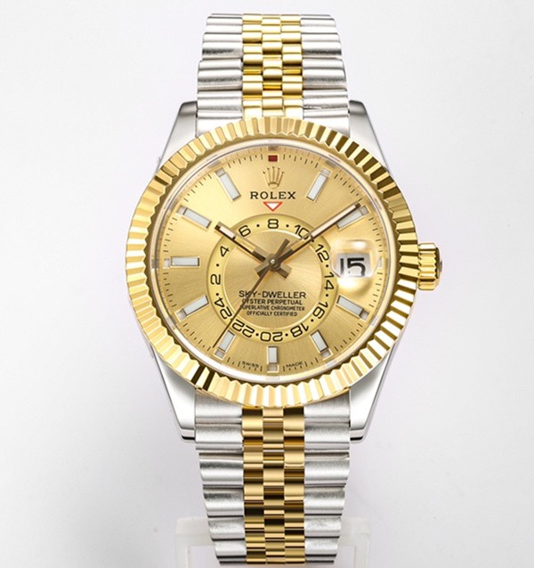 Rolex Sky-Dweller Replica Swiss Watch 326933-0004 Gold Dial (High End)