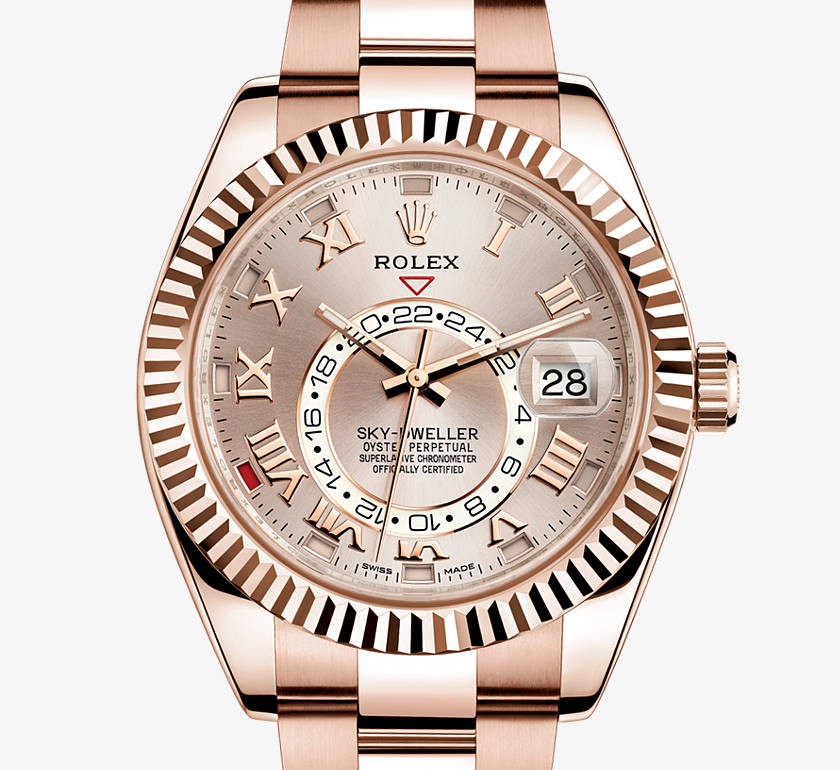 Swiss Rolex Sky-Dweller Rose Gold Casing Rose Gold Dial Automatic Replica Watch