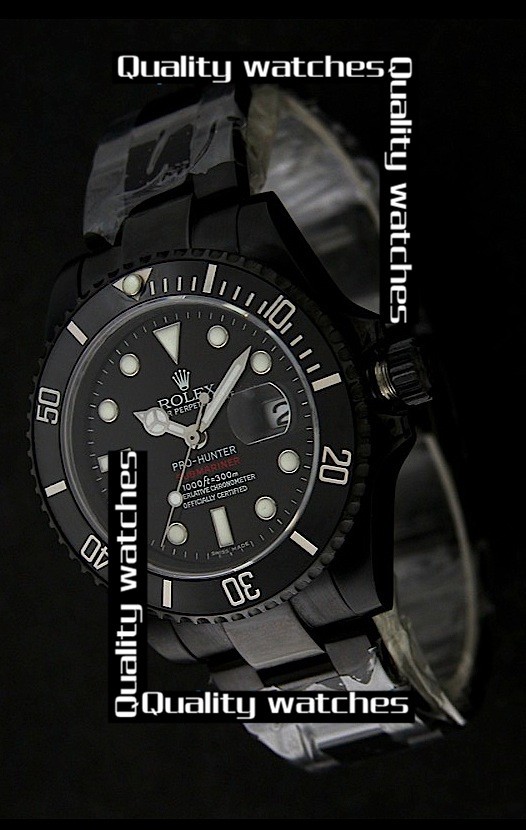 Rolex Submariner Pro-Hunter Automatic Replica Watch PVD All Black 40mm