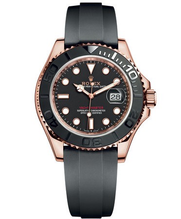 Rolex Yacht-Master Rose Gold Watch 126655-0002 Black Dial Rubber Strap (High End)