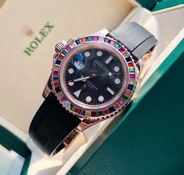 Rolex Yacht-Master Swiss Replica Watch Rainbow Bezel 40mm (Super Model) 