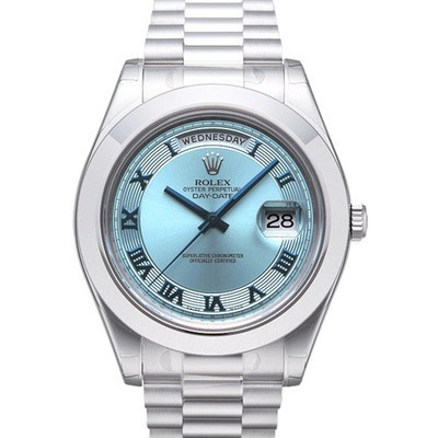 Rolex Day-Date II 218206 Platina Ice blue dial Roman numerals Men Automatic Replica Watch