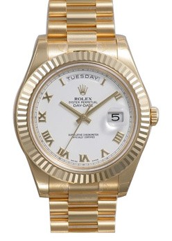 Rolex Day-Date II 218238 18K Gold White dial Men Automatic Replica Watch